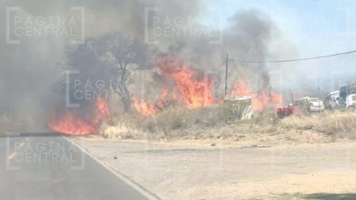 ¡Adiós autos! Incendio en pastizal se descontrola, cruza carretera y llega hasta pensión