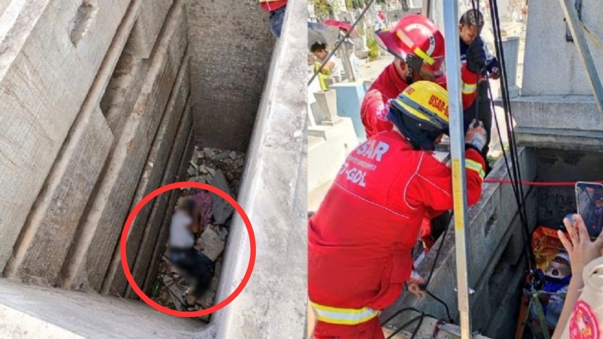 Abuelito fue a pintar la sepultura de su esposa, pero cayó en una tumba que estaba abierta