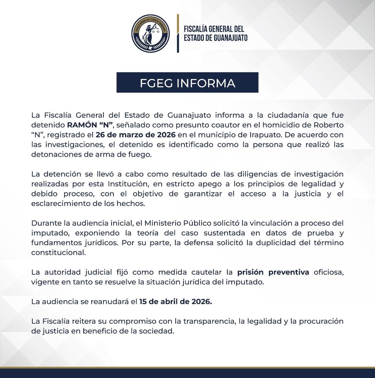 Detienen a asesino de Roberto Castañeda
