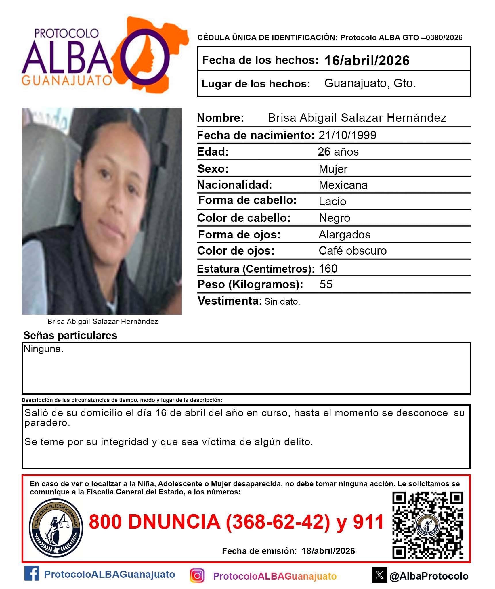 Ficha de búsqueda de Brisa Abigail