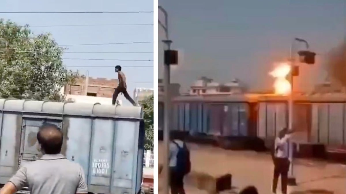 VIDEO Hombre trepó por el tren, rozó con cables de alta tensión y murió frente a todos