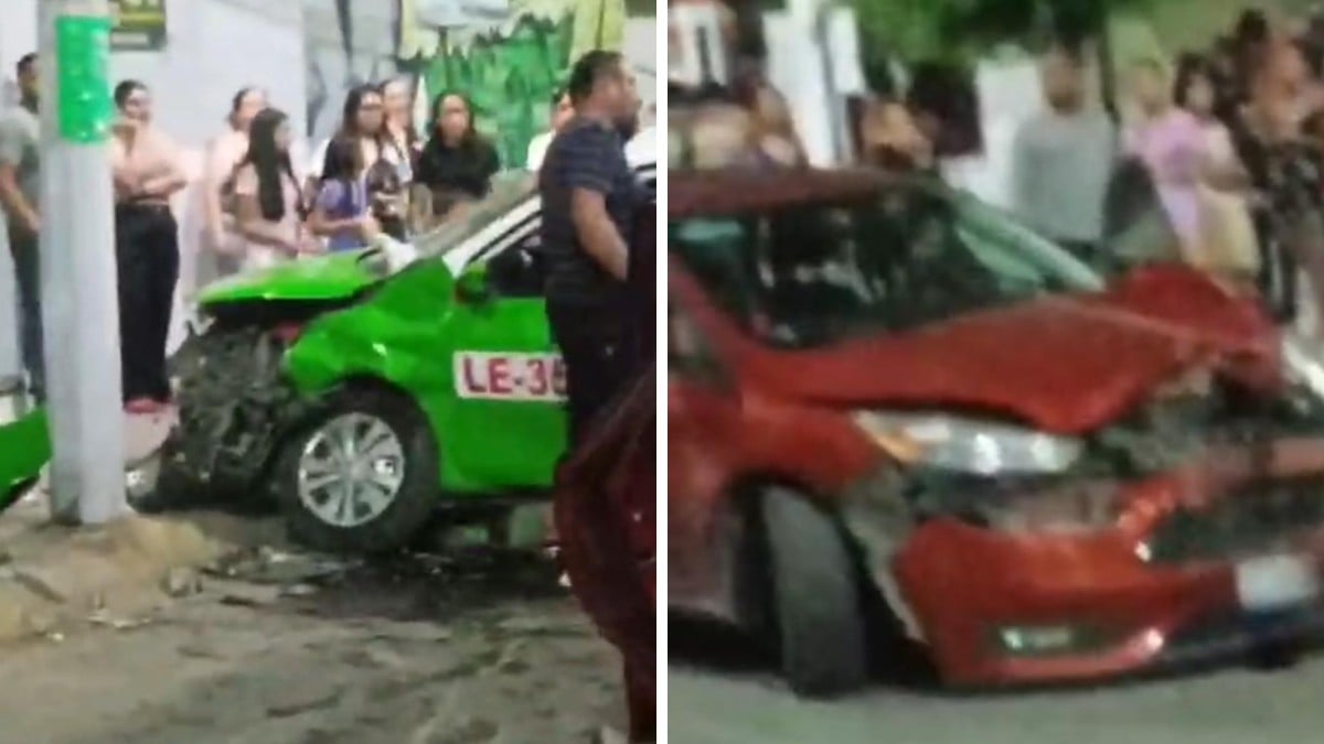 Auto choca contra un taxi y este se impacta contra un poste en el Mariano Escobedo en León