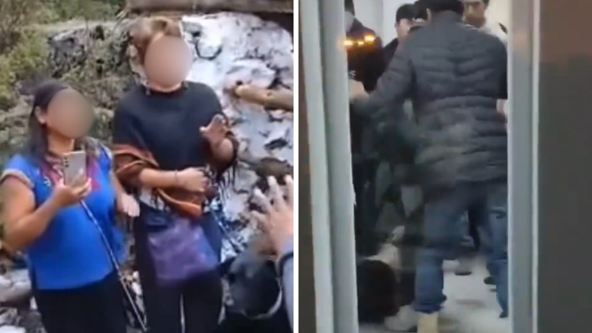 VIDEO FUERTE Mujeres y su perro entran a manantial de consumo humano y casi son linchadas