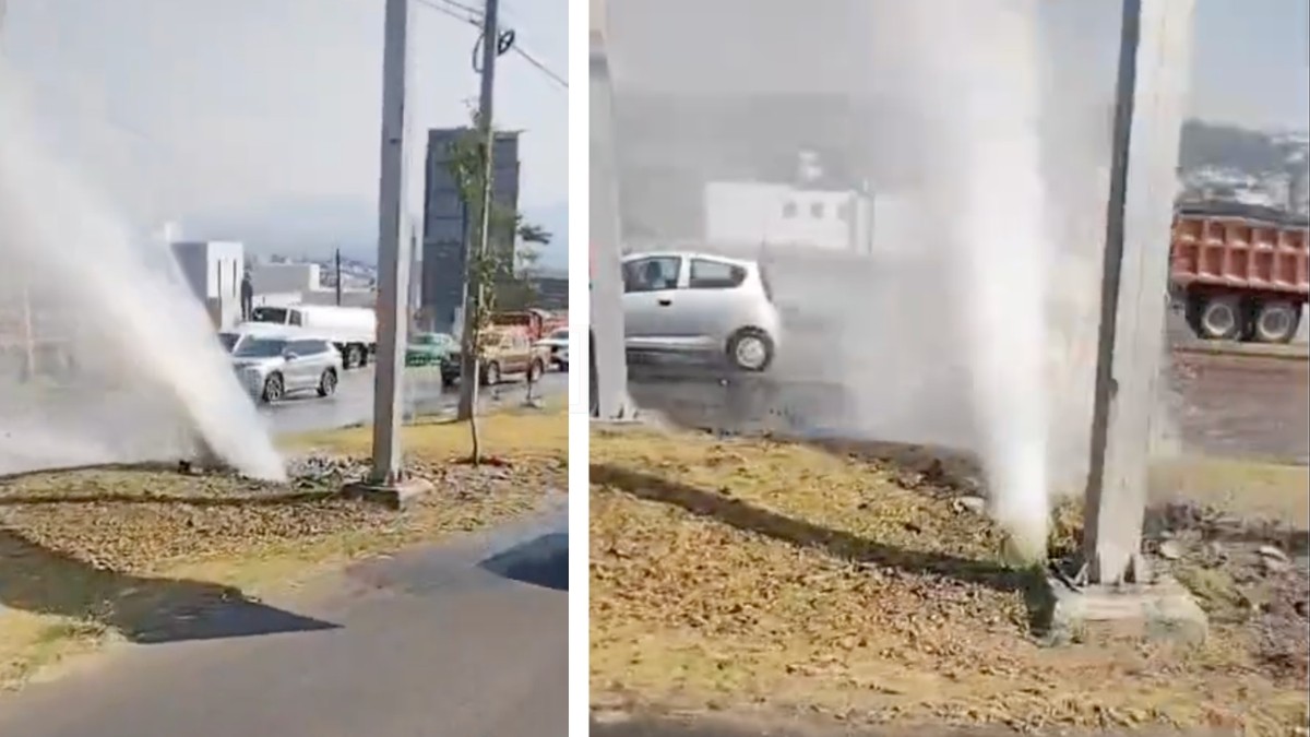 VIDEO Fuga en bulevar Morelos: Se revienta tubería y hace fuente en plena vialidad