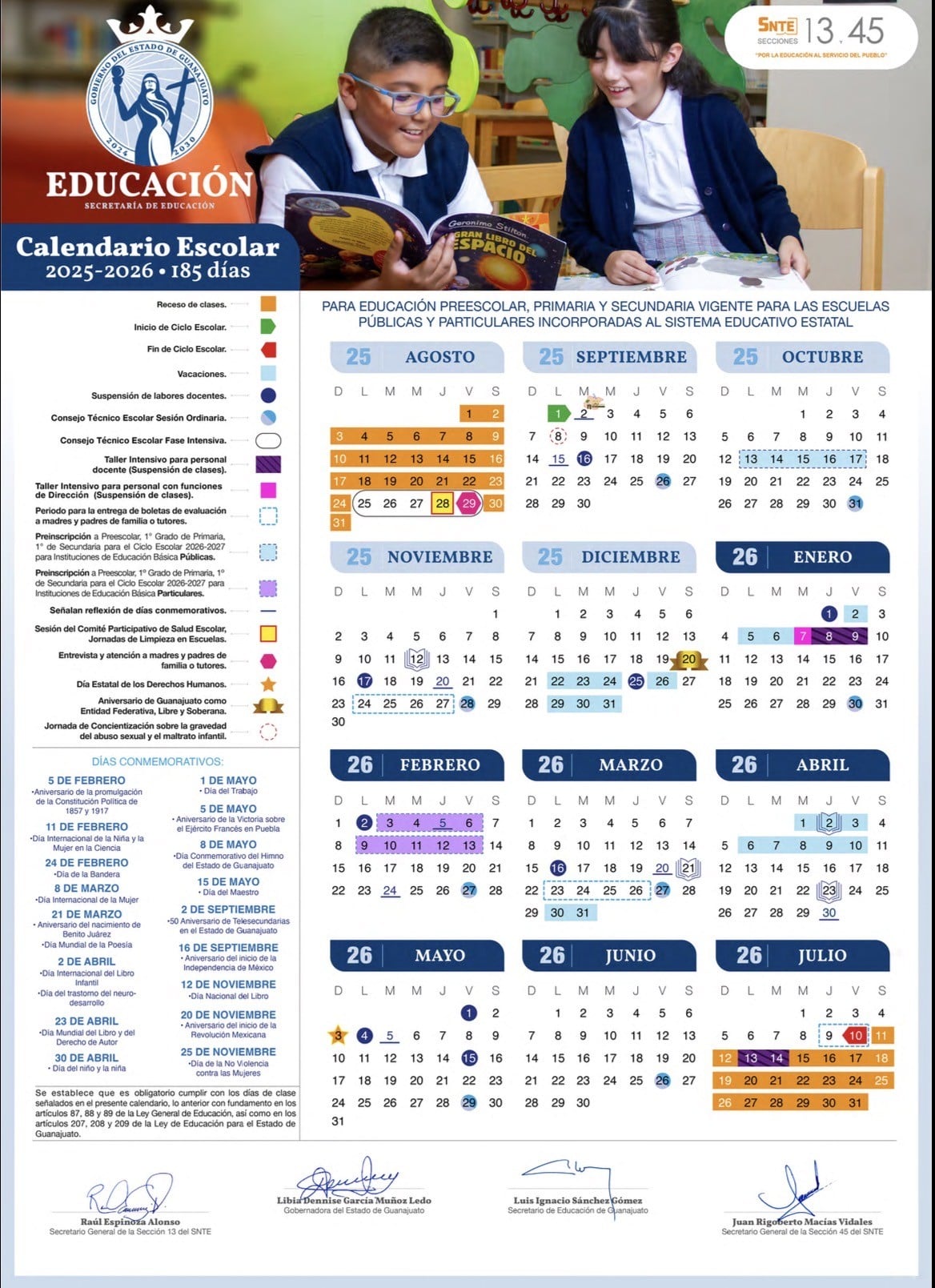 De acuerdo con lo expuesto, el ciclo escolar 2025-2026 en Guanajuato concluiría el próximo 15 de julio, conforme al calendario actualmente vigente