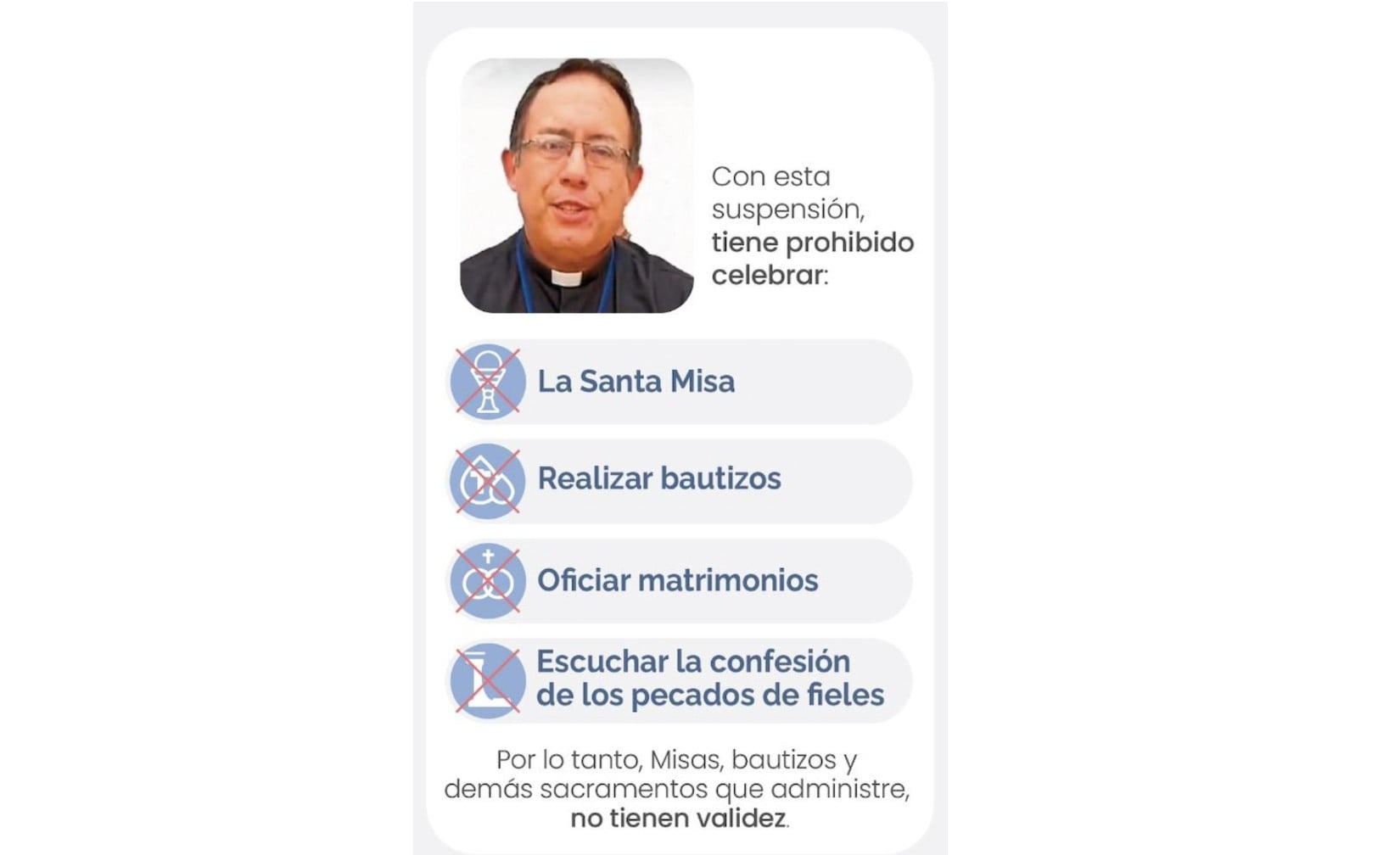 Arquidiócesis de León alerta por cura suspendido: ningún sacramento será válido