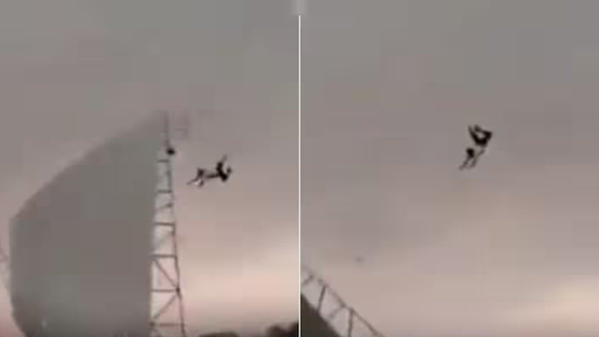 VIDEO ¡Salió volando! Ráfagas levantan un cobertizo y elevan a un hombre por los aires