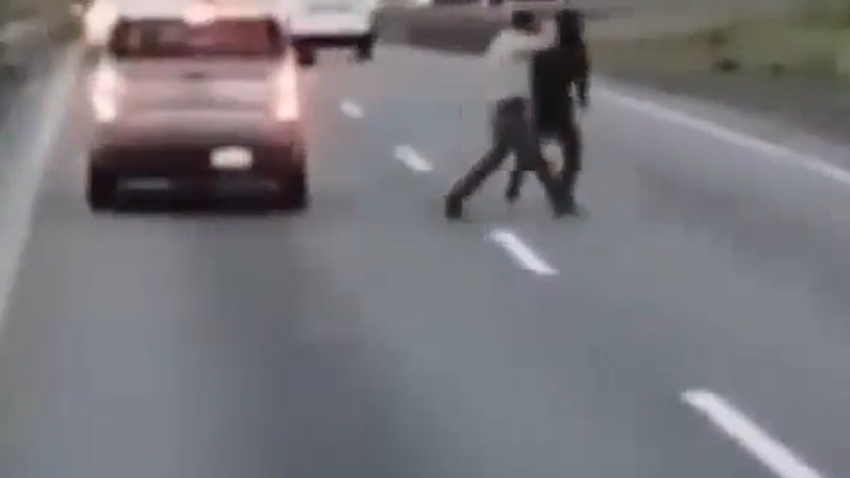 VIDEO Delincuentes asaltan a automovilistas en medio del tráfico en la carretera