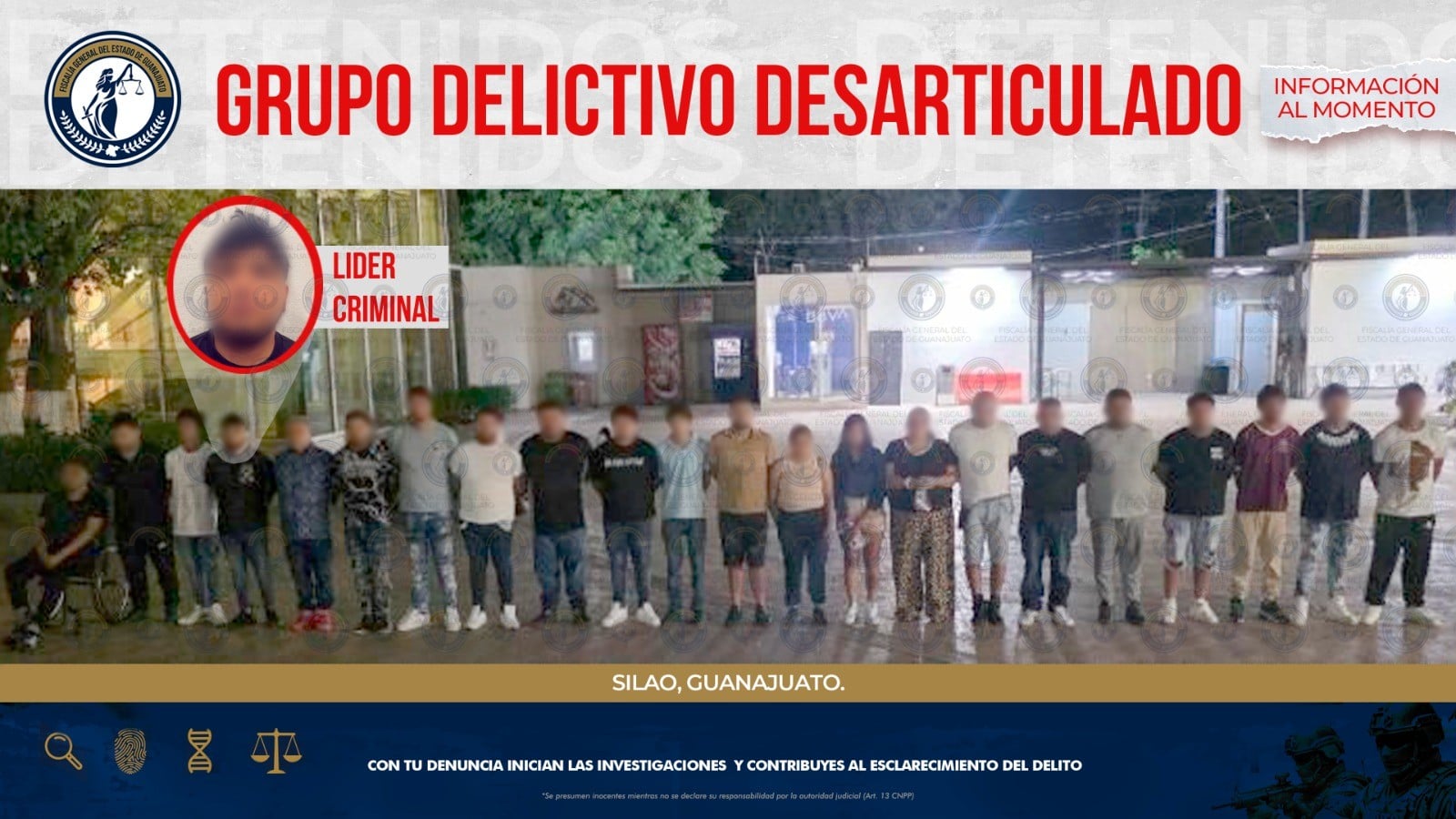 Cae “El Tiki” y 21 presuntos criminales tras masiva detención en Lomas de Comanjilla