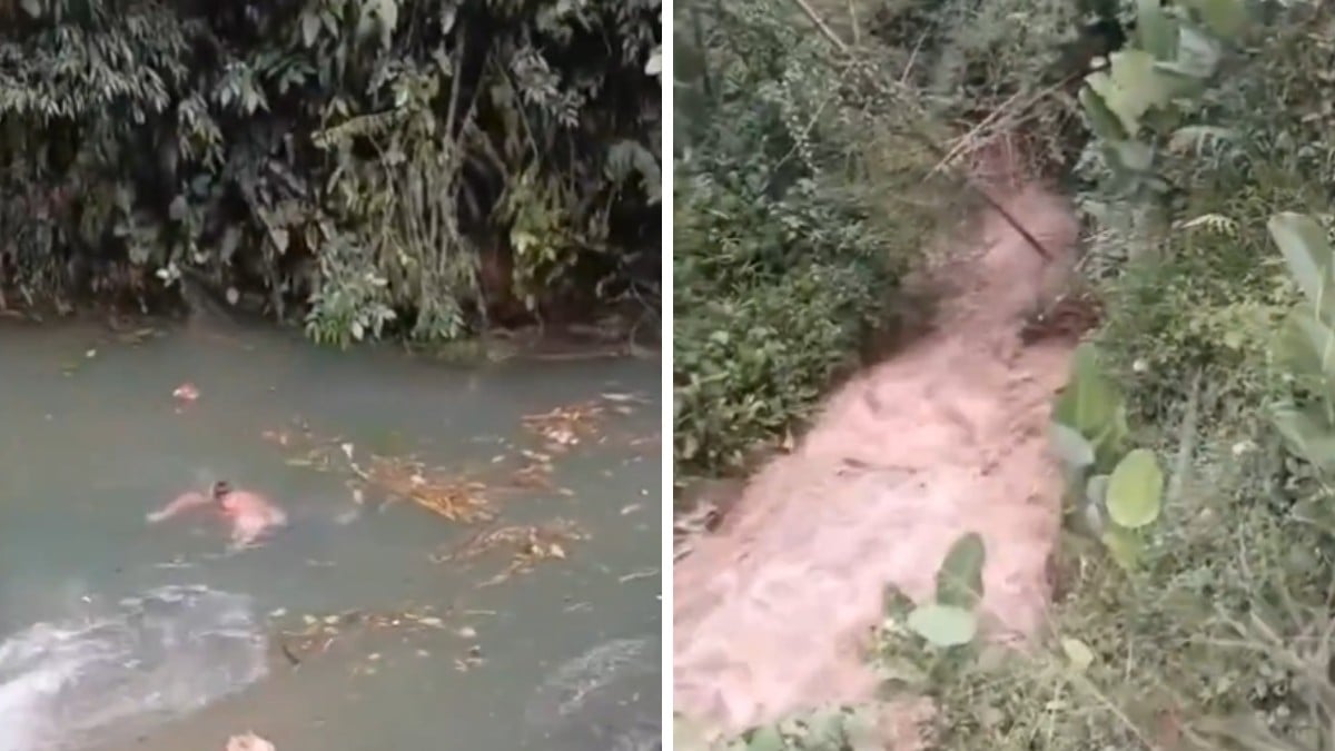 VIDEO Presa improvisada se derrumba y joven es arrastrado por la corriente del río
