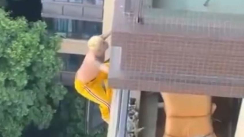 VIDEO Infidelidad le cuesta la vida a entrenador; caída desde el balcón queda grabada