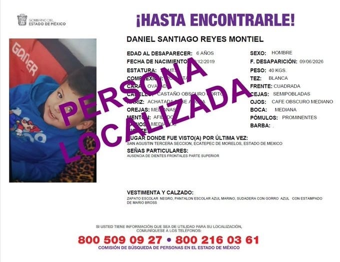 Localizan a niño desaparecido en Ecatepec tras operativo de búsqueda nocturno