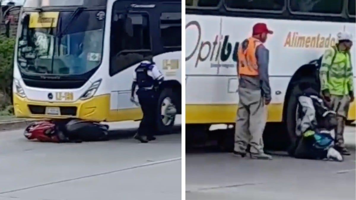 ¡Terrible! Mujer motociclista cambia de carril, choca con camión y queda bajo las llantas