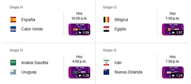 Partidos del Mundial
