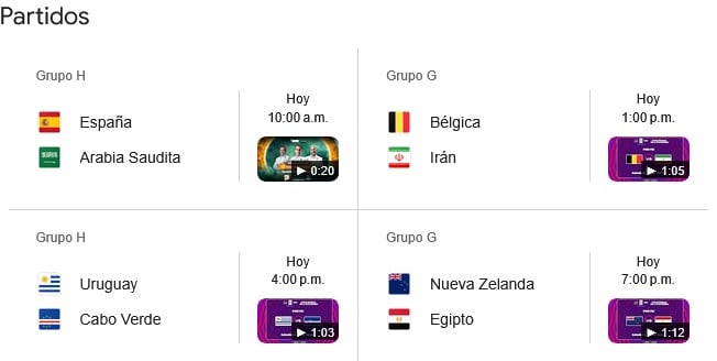 Partidos del Mundial