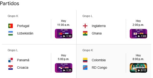 Partidos del Mundial hoy