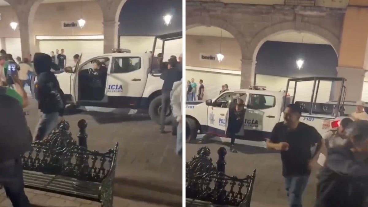 VIDEO ¡No lo hagan! Aficionados zangolotean patrulla y, al bajarse policía, salen corriendo