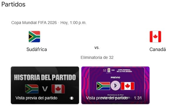 Sudáfrica vs Canadá