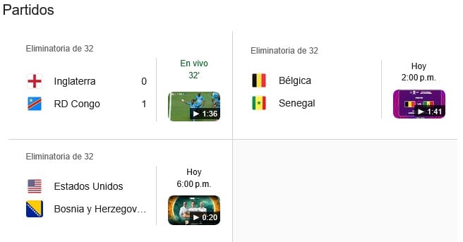 Partidos del Mundial hoy