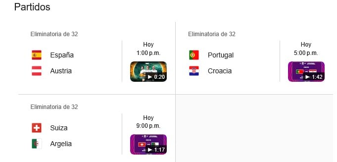 Partidos del Mundial hoy