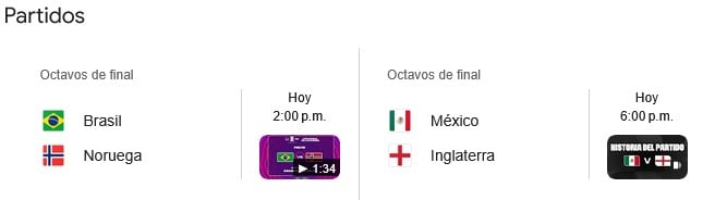 Partidos del Mundial