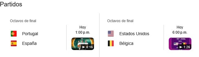 Partidos del Mundial