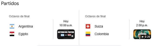Partidos del Mundial