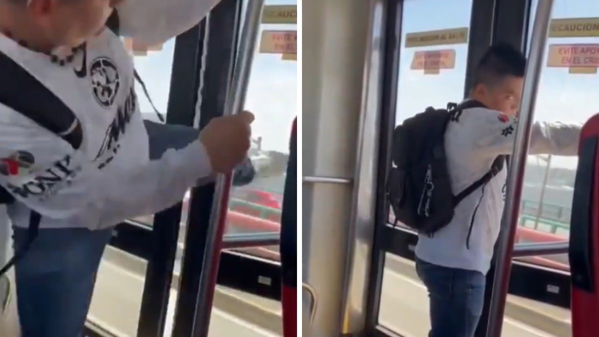 VIDEO ¡Ya le estaba ganando! Sujeto es captado pateando las puertas del transporte público
