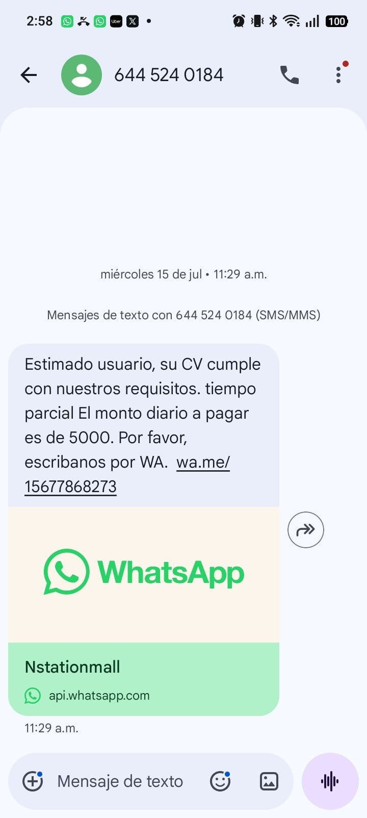 Fraude de WhatsApp