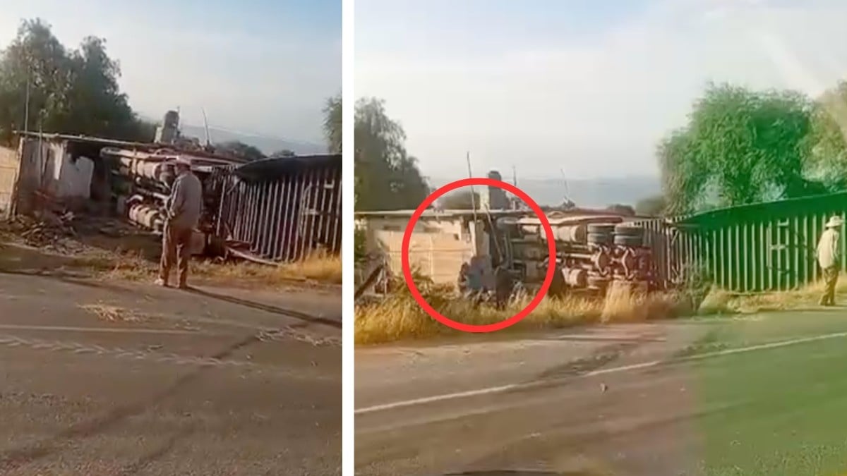 VIDEO ¡Hasta la cocina! Tráiler volcó y se fue contra una casa al pie de la carretera