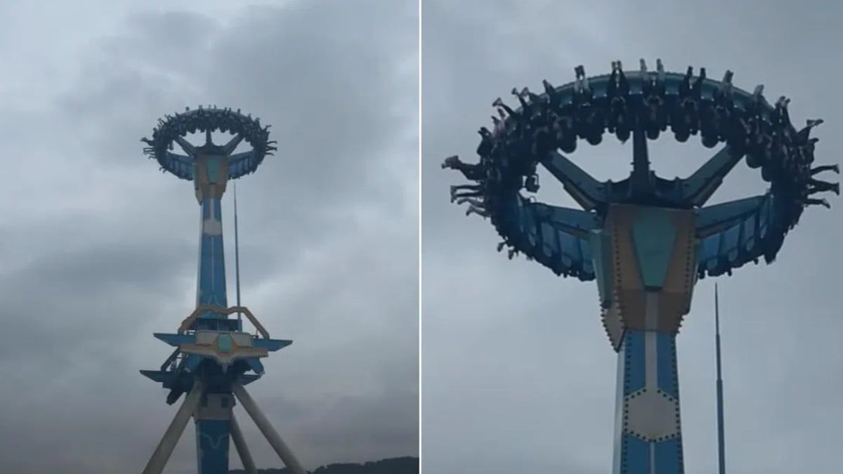 VIDEO ¡Terror en el aire! Juego mecánico falla y deja a 18 personas colgadas de cabeza