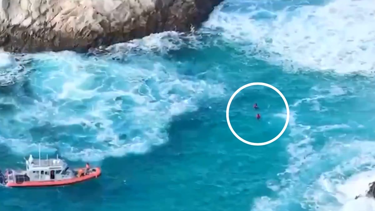 VIDEO ¡Casi mueren ahogados! Rescatan a dos hombres atrapados en el mar en Cabo San Lucas