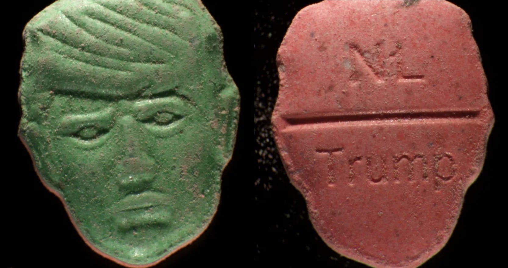 ¡Insólito y mortal! Traficantes lanzan pastillas de éxtasis con la cara de Donald Trump