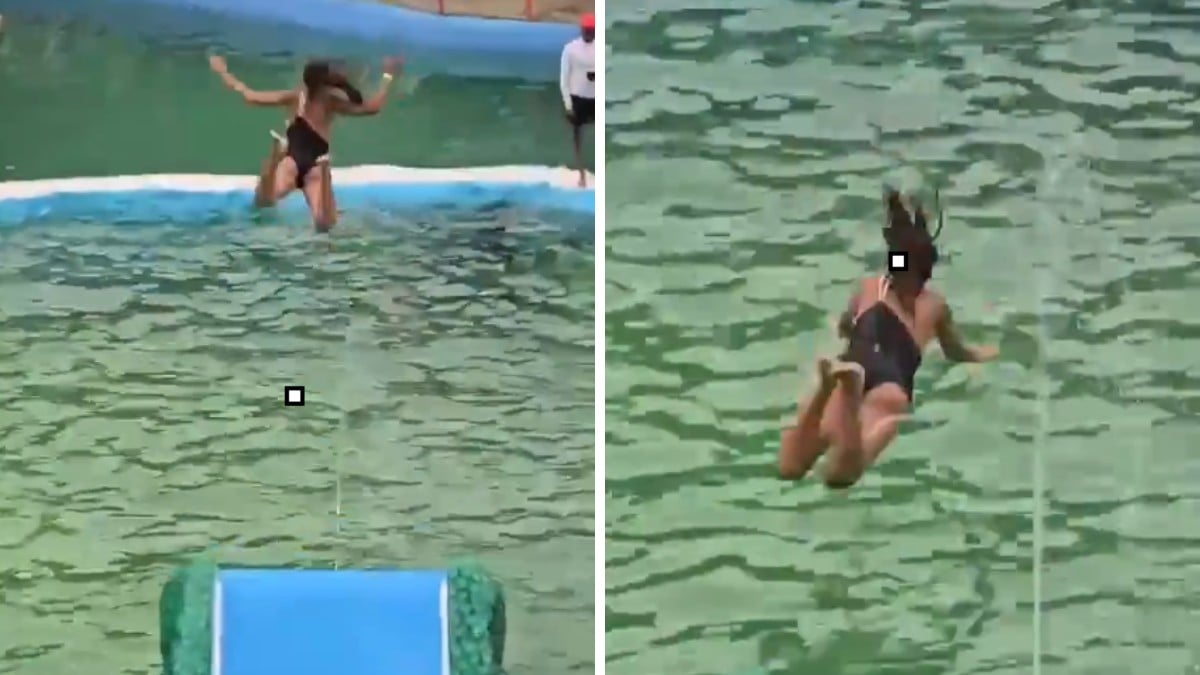 VIDEO ¡Tobogán mortal! Mujer iba a pasar un buen rato pero terminó desmayada en el agua