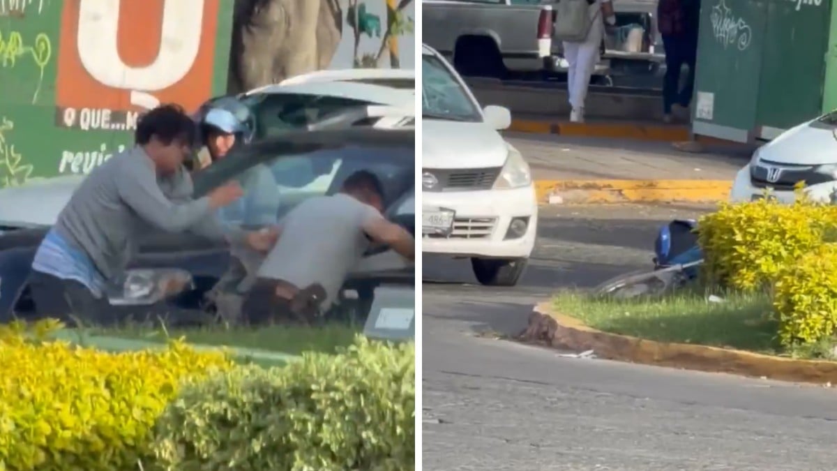 VIDEO ¡Sólo les faltó el ring! Conductores acaban a los golpes en el López Mateos en León