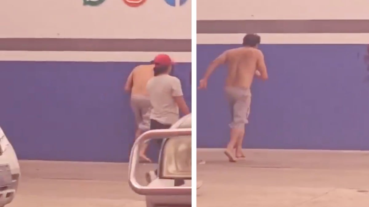 VIDEO Captan momento justo en el que un hombre se golpeaba una y otra vez contra la pared