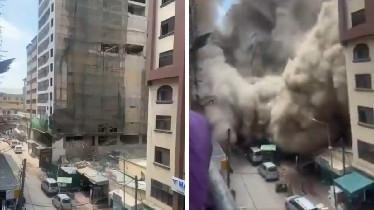VIDEO Captan momento exacto en que edificio en construcción se derrumba; reportan saqueos