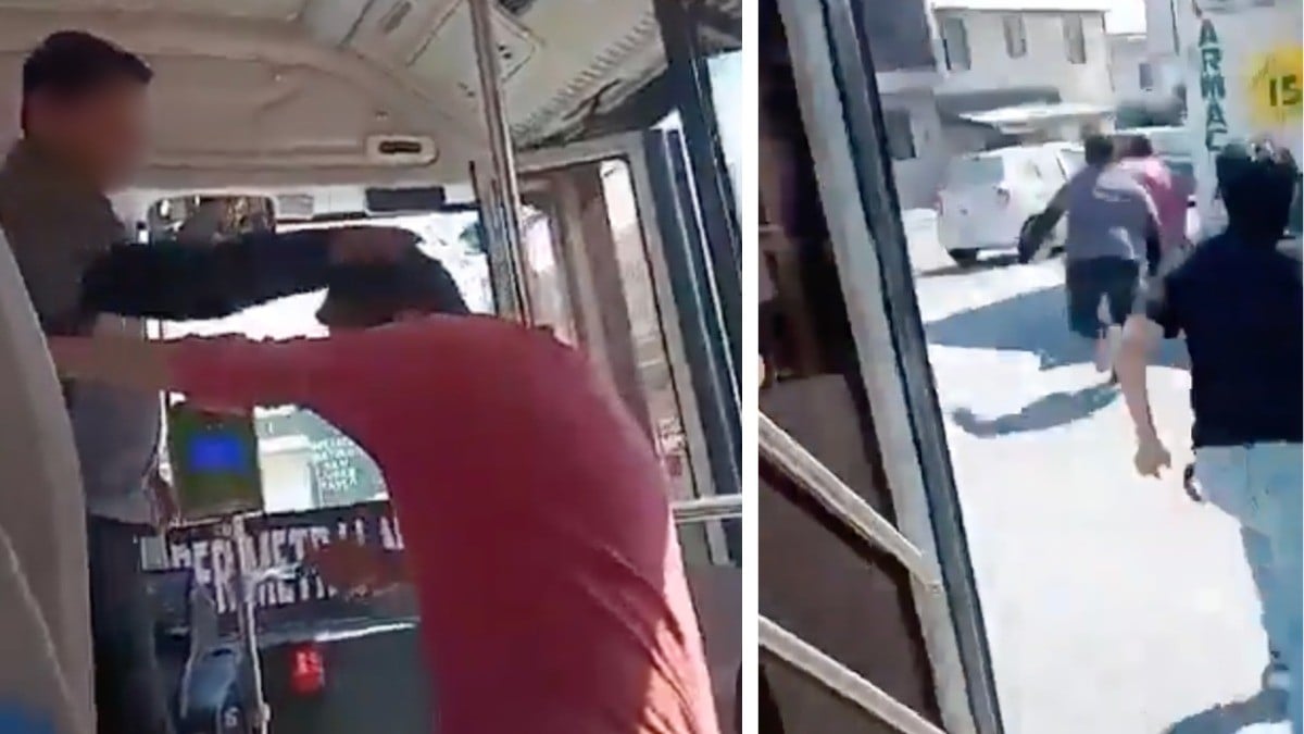 VIDEO ¡Lo bajaron y regresó a atacar! Pasajeros someten a hombre que apedreó camión