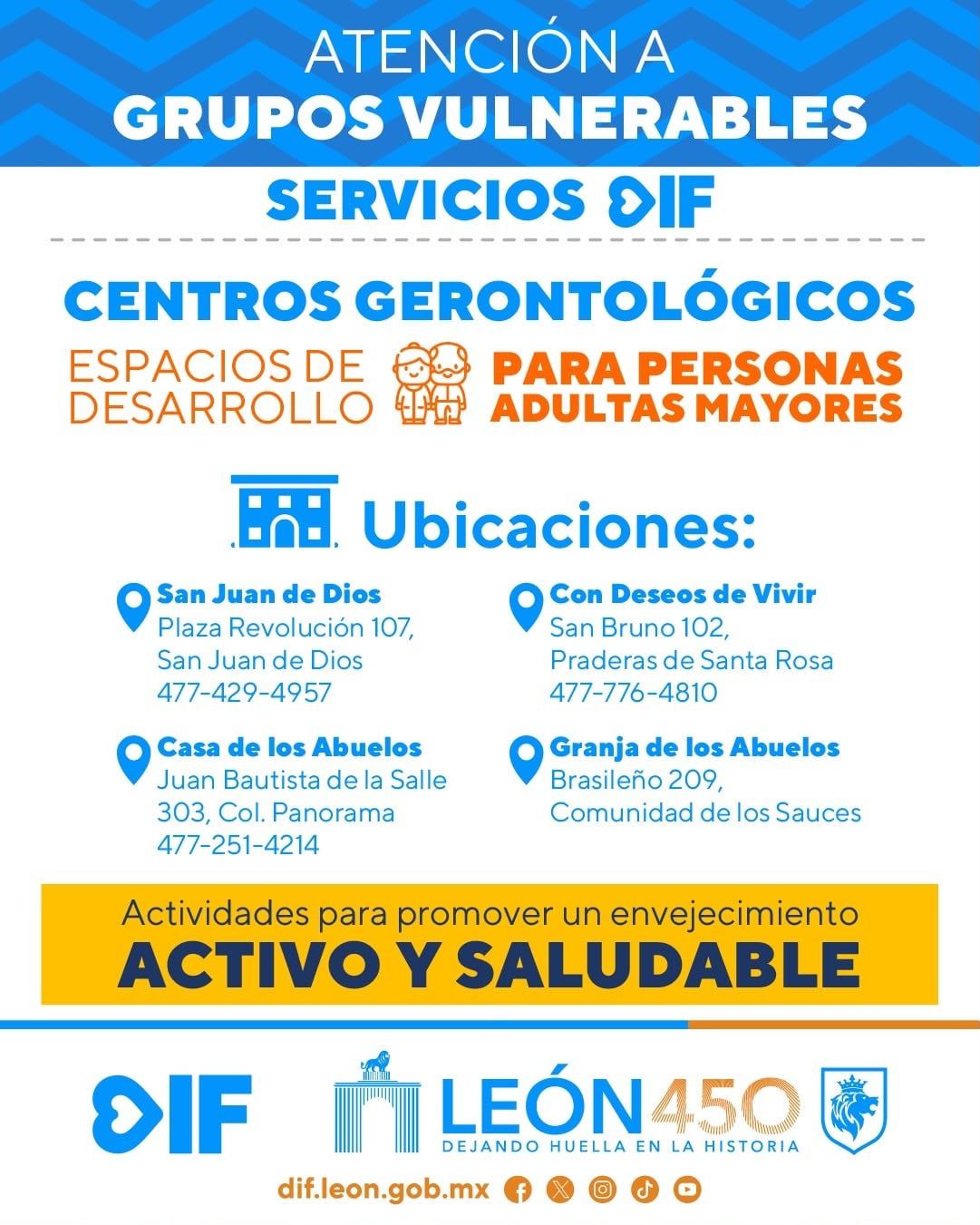 El DIF León ofrece talleres gratuitos para mayores de 60 años en tres centros gerontológicos, con actividades físicas, culturales y recreativas