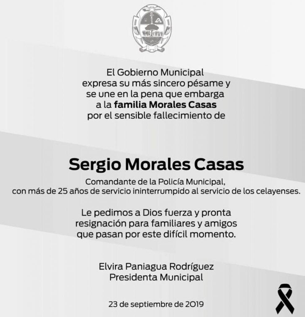 Condolencias gobierno de Celaya