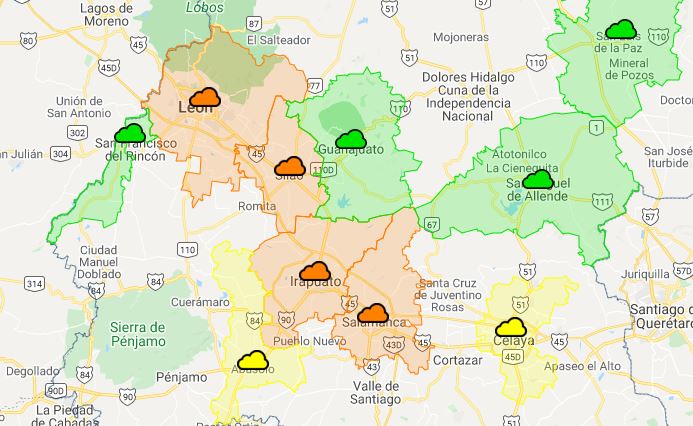 Las ciudades del Corredor Industrial de Guanajuato amanecieron con mala calidad del aire. Se recomienda no realizar actividades al aire libre