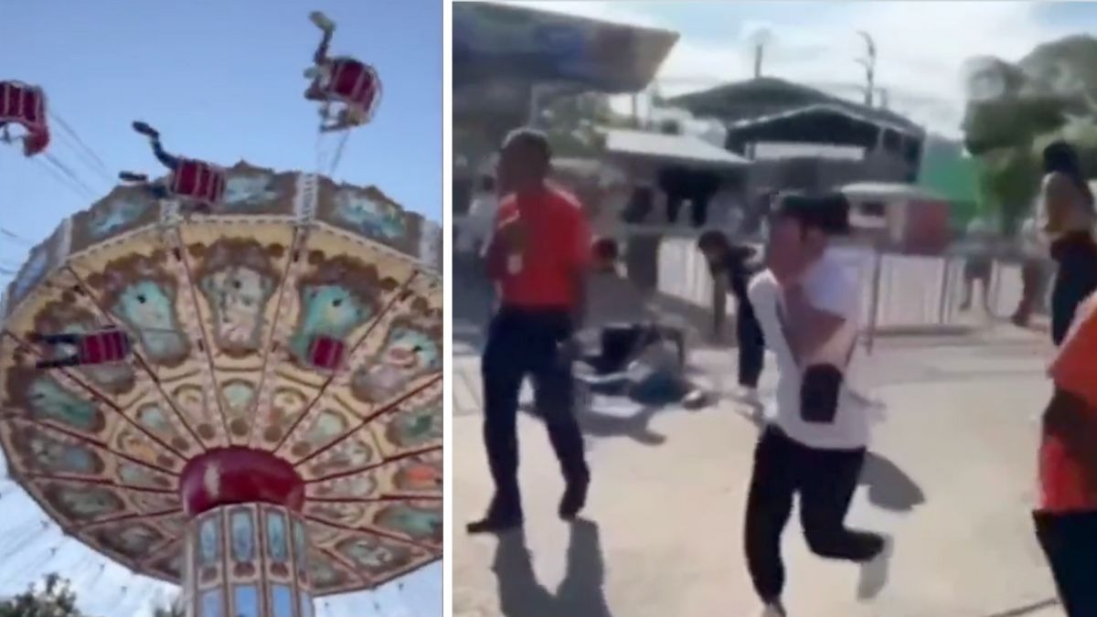 Mujer sale disparada de juego mecánico