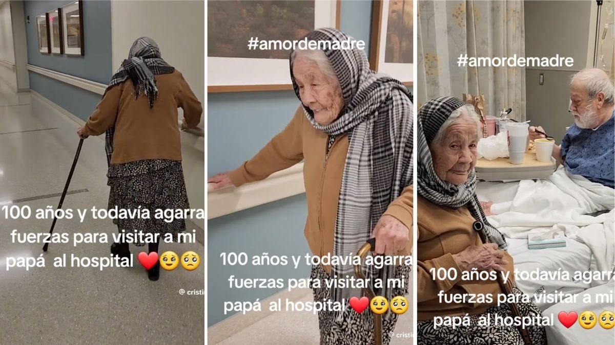 Mujer de 101 años visita a su hijo en el hospital