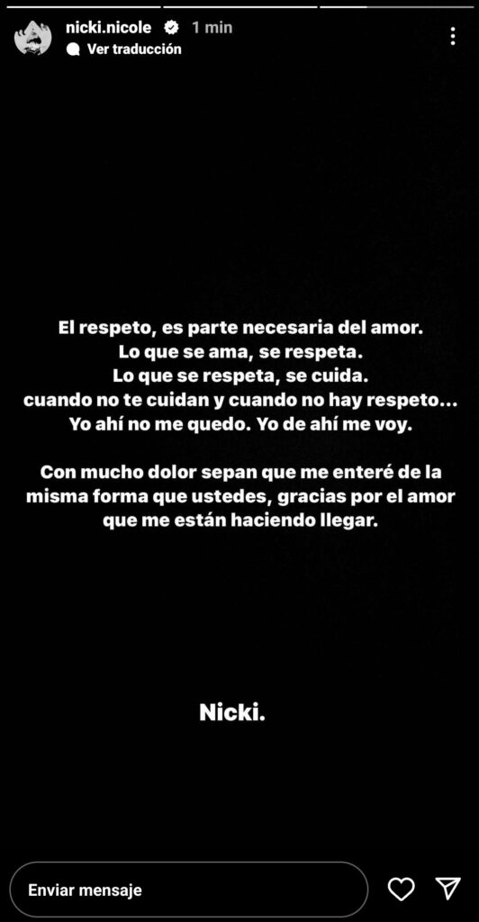 Nicki Nicole ruptura