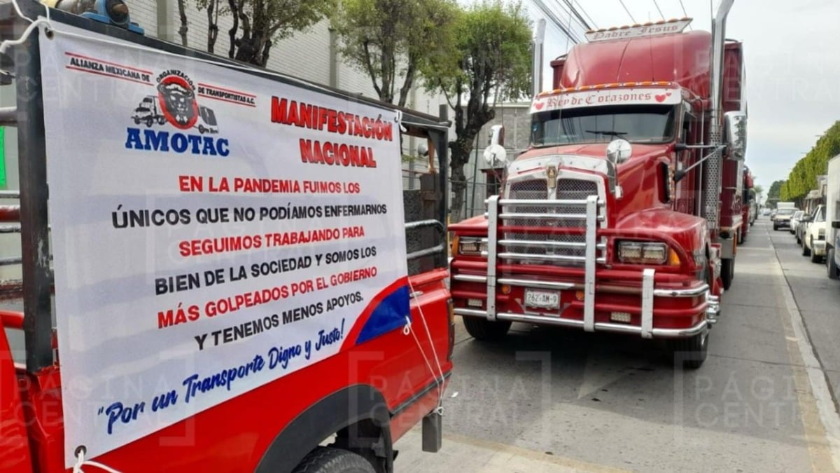 Manifestación de transportistas en León