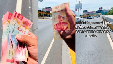 VIDEO Motociclista se encuentra más de $3,200 pesos regados en esta avenida