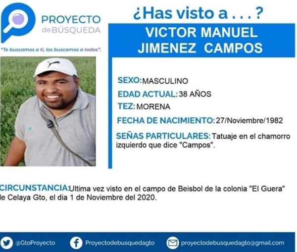 Encuentran restos de Víctor Manuel Jiménez Campos