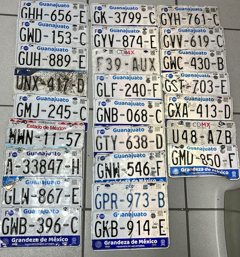 Decenas de placas vehiculares se perdieron en la tormenta en León