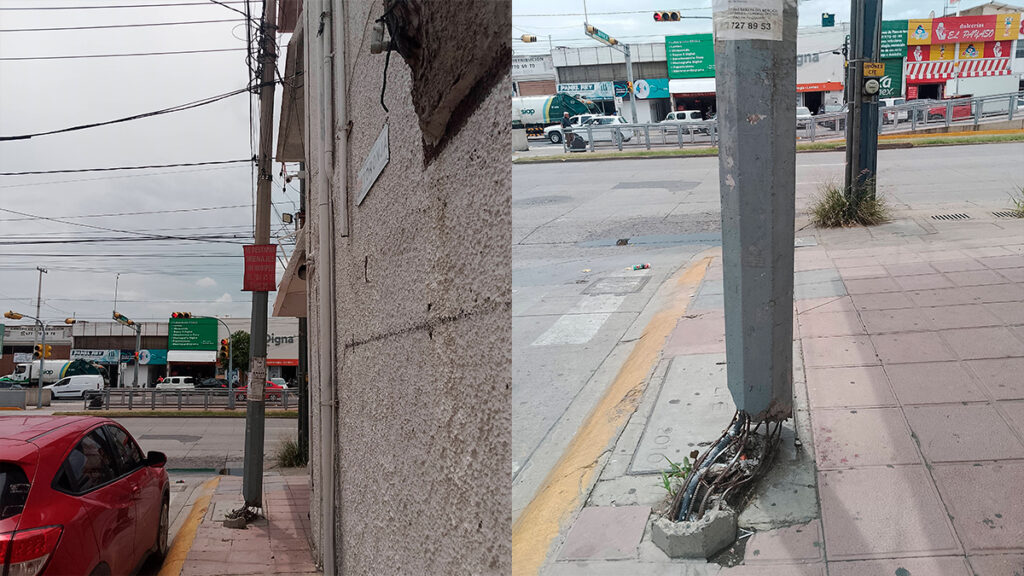 Los Limones: Poste lleva 10 años a punto de caerse 