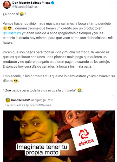 Ricardo Salinas Pliego salda tu deuda en Elektra si puedes demostrar que hiciste esto